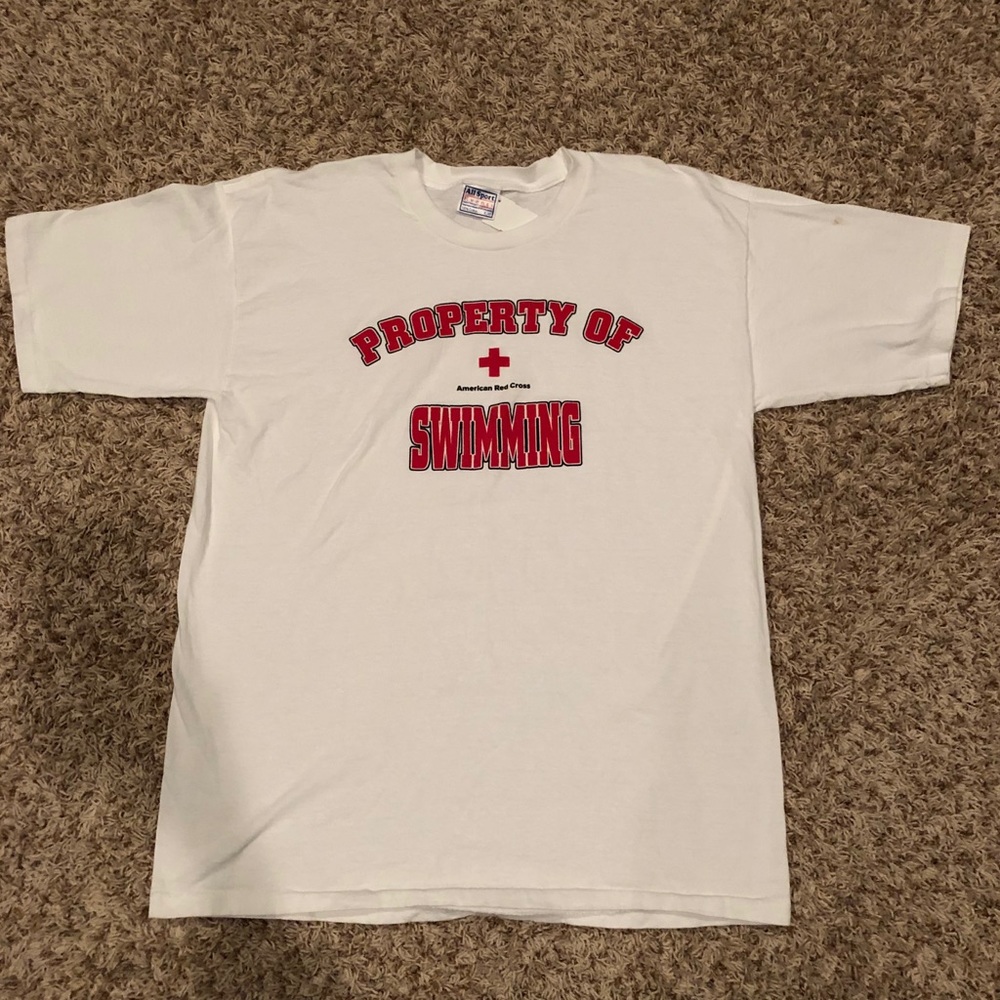 Vintage 80s 90s RedCross Swimming T single stitch